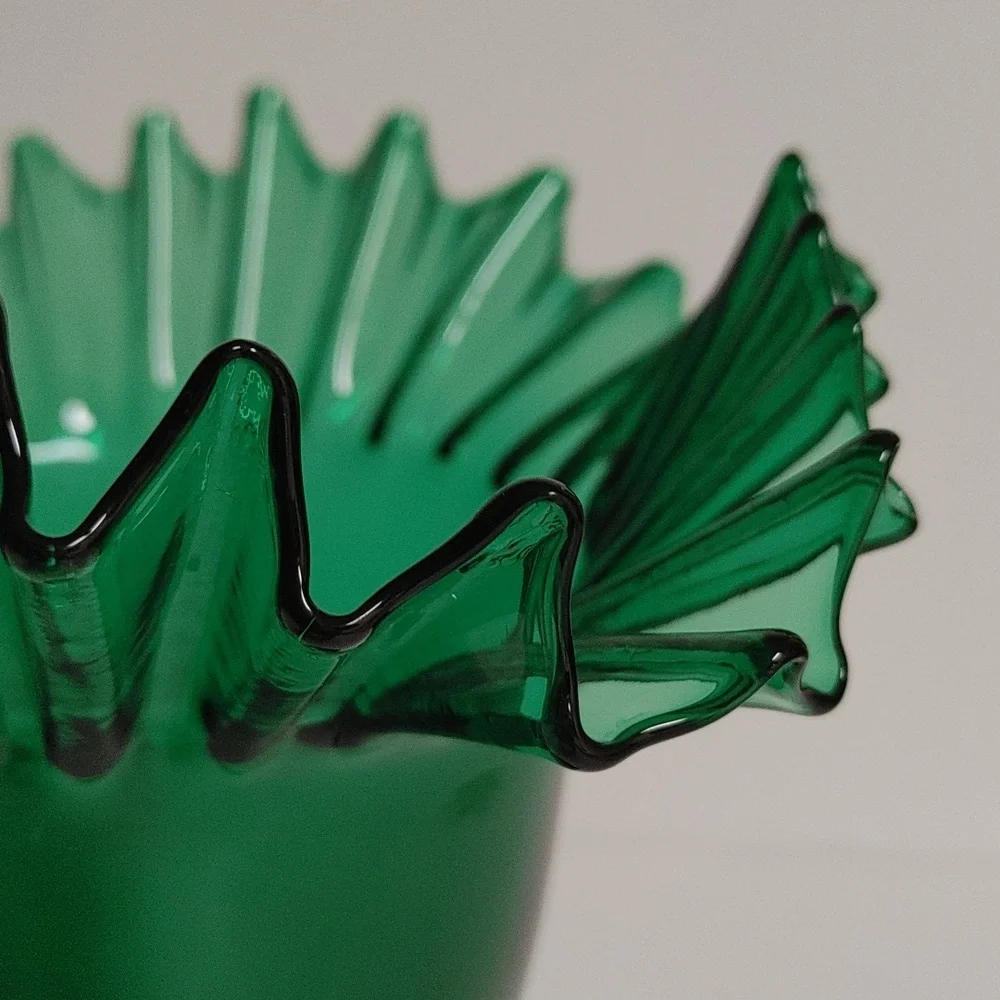 Blenko Emerald Green Art Glass Vase MCM